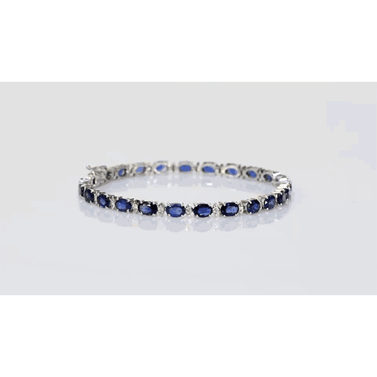 Indulge in sophistication with our Sapphire Oval and Diamond Bracelet - (PGDBR035)