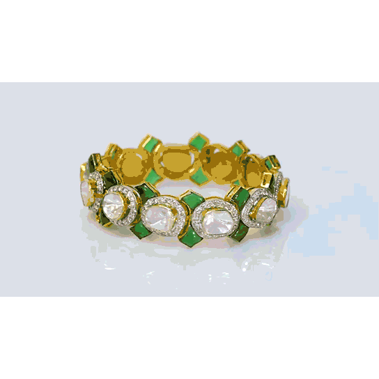 Discover fusion elegance with our bracelet featuring diamonds - (KMBR0118)