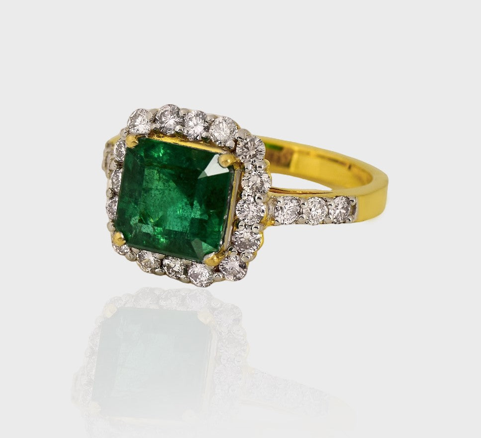 Introducing our breathtaking Emerald Octagon and Diamond Ring, a true statement piece destined to dazzle and delight (PGDAJ)