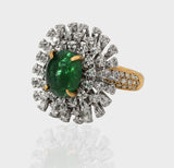 Experience unparalleled elegance with our Fine Quality Emerald Cabochons and Diamond Ring. Each exquisite detail is meticulously crafted to showcase the timeless allure of emeralds and the brilliant sparkle of diamonds.(PGDR0373)