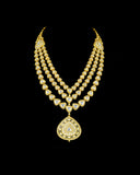 3 lines necklace and earring pair features a central uncut diamond - KMNE3387
