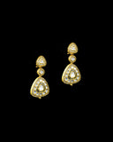 3 lines necklace and earring pair features a central uncut diamond - KMNE3387