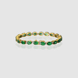 Radiate timeless elegance with this exquisite emerald and diamond bangle, where vibrant green gemstones and dazzling diamonds create a refined statement of luxury and grace.(GDBR0068)