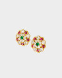 Traditional round tops featuring emeralds, rubies, and sparkling diamonds, blending vibrant colour with timeless craftsmanship for elegant, heritage-inspired luxury. (GDE0464)