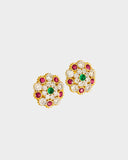 Traditional round tops featuring emeralds, rubies, and sparkling diamonds, blending vibrant colour with timeless craftsmanship for elegant, heritage-inspired luxury. (GDE0464)