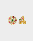 Traditional round tops featuring emeralds, rubies, and sparkling diamonds, blending vibrant colour with timeless craftsmanship for elegant, heritage-inspired luxury. (GDE0464)