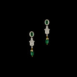 This elegant necklace set features sparkling diamonds and rich green emeralds, beautifully paired with emerald maniya stringing. A perfect blend of classic charm and modern design, ideal for weddings, parties, or special occasions. (GDNE0512)