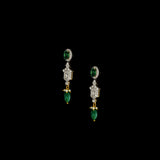 This elegant necklace set features sparkling diamonds and rich green emeralds, beautifully paired with emerald maniya stringing. A perfect blend of classic charm and modern design, ideal for weddings, parties, or special occasions. (GDNE0512)