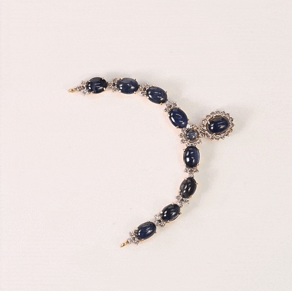 Elegant blue sapphire necklace adorned with brilliant round diamonds, blending timeless sophistication and everyday luxury in a graceful, refined design.(GDNE0513)