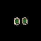 Exquisite choker necklace and tops pair for featuring a majestic central emerald, surrounded by dazzling diamonds. Adorned with rows of lustrous pearls and emerald beads, it blends traditional elegance with royal charm.(GDNE0526)