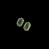 Exquisite choker necklace and tops pair for featuring a majestic central emerald, surrounded by dazzling diamonds. Adorned with rows of lustrous pearls and emerald beads, it blends traditional elegance with royal charm.(GDNE0526)