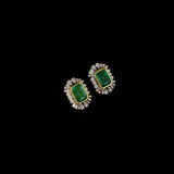 Exquisite choker necklace and tops pair for featuring a majestic central emerald, surrounded by dazzling diamonds. Adorned with rows of lustrous pearls and emerald beads, it blends traditional elegance with royal charm.(GDNE0526)