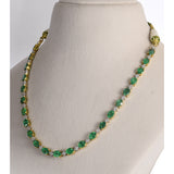 Emerald Elegance Necklace Set A timeless single-line necklace featuring vivid oval emeralds and brilliant diamonds, paired with elegant matching earrings for effortless luxury and refined everyday glamour.(GDNE0544)