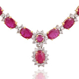 Delicate oval rubies framed with brilliant diamonds create a classic necklace that celebrates elegance in every detail.(GDNE0547)