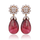 Elegant in every detail, this diamond and pink tourmaline pendant set with a gold chain is designed to shine on every occasion.(GDNE0555)