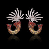 Celebrate colour and brilliance with these contemporary earrings, featuring dazzling diamonds and a stunning gradient of multi-colour sapphires.(GDPE0239)