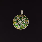 Green Enamel Diamond Pendant Set Graceful green enamel artistry adorned with sparkling diamonds creates a timeless pendant and matching tops, blending heritage craftsmanship with elegant contemporary sophistication.(GDPE0410)