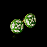Green Enamel Diamond Pendant Set Graceful green enamel artistry adorned with sparkling diamonds creates a timeless pendant and matching tops, blending heritage craftsmanship with elegant contemporary sophistication.(GDPE0410)