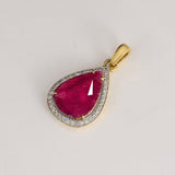 Ruby & Diamond Pendant A vibrant ruby pendant framed with brilliant diamonds, designed to add effortless elegance and timeless beauty to your jewellery collection.(GDPE0417)