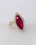 Elegant & Premium Marquise Ruby radiance framed with brilliant round diamonds — a statement of timeless luxury. (GDR0355)