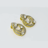 A fusion-style chandbali earring pair crafted with round brilliant diamonds and diamond polki, blending traditional elegance with contemporary finesse. Intricate detailing and graceful curves make it perfect for weddings and festive occasions. (KME2426)