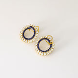 Modern fusion-style earrings featuring sparkling Polki diamonds and rich blue sapphires, crafted to add elegance, charm, and timeless beauty to every look.(KME2485)