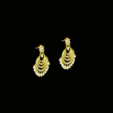 Elegant white chandbali earrings with sparkling Polki diamonds and pearl drops, designed to bring graceful traditional charm and timeless beauty to every occasion.(KME2522)