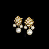 Gracefully crafted with radiant Diamond Polki, sparkling round diamonds, and South Sea pearl drops, these earrings exude refined luxury and effortless charm.(KME2531)