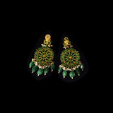 Diamond Polki, Emerald & Pearl Chandbalis Exquisite Diamond Polki chandbalis adorned with vibrant emerald drops and delicate pearls, blending timeless heritage, regal elegance, and masterful craftsmanship for every celebration.(KME2535)