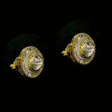 Diamond Polki & Baguette Diamond Tops Striking tops featuring a luminous Diamond Polki centre, encircled by brilliant round and baguette diamonds for a bold, contemporary statement.(KME2547)