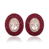 A striking fusion of natural Polki diamonds, sparkling round diamonds, and rich rubies, crafted for effortless luxury.(KME2558)