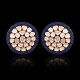 Inspired by royal elegance, these Polki and blue sapphire earrings are a perfect harmony of timeless beauty and modern style.(KME2560)