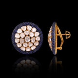 Inspired by royal elegance, these Polki and blue sapphire earrings are a perfect harmony of timeless beauty and modern style.(KME2560)