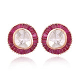 Timeless Polki artistry shines through a radiant ruby halo, making these elegant tops a true statement of refined luxury.(KME2561)
