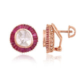 Timeless Polki artistry shines through a radiant ruby halo, making these elegant tops a true statement of refined luxury.(KME2561)