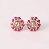 Inspired by floral beauty, these ruby and diamond earrings radiate brilliance, grace, and timeless charm.(KME2563)