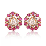 Inspired by floral beauty, these ruby and diamond earrings radiate brilliance, grace, and timeless charm.(KME2563)