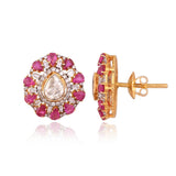 Inspired by floral beauty, these ruby and diamond earrings radiate brilliance, grace, and timeless charm.(KME2563)