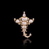 Crown your special day with the brilliance of natural Polki diamonds and sparkling round diamonds in this exquisitely crafted Kalangi.(KMKL0039)