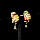 Heritage Meenakari Hasli Set Celebrate timeless craftsmanship with this multicolour enamelled hasli necklace and  earrings with diamond polki and delicate pearl accents—an exquisite expression of traditional royal elegance.(KMNE3356)