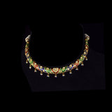 Heritage Meenakari Hasli Set Celebrate timeless craftsmanship with this multicolour enamelled hasli necklace and  earrings with diamond polki and delicate pearl accents—an exquisite expression of traditional royal elegance.(KMNE3356)