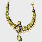 Experience the Beauty of Tradition with this Peacock Design Hasli Necklace and Earring Pair - (KMNE3422)