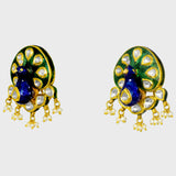 Experience the Beauty of Tradition with this Peacock Design Hasli Necklace and Earring Pair - (KMNE3422)