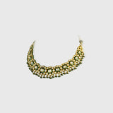 Elevate your elegance with this exquisite green Meena necklace and earring set, adorned with uncut diamonds. A timeless fusion of traditional artistry and luxury, perfect for weddings and grand celebrations.(KMNE3525)