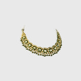 Elevate your elegance with this exquisite green Meena necklace and earring set, adorned with uncut diamonds. A timeless fusion of traditional artistry and luxury, perfect for weddings and grand celebrations.(KMNE3525)