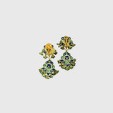 Elevate your elegance with this exquisite green Meena necklace and earring set, adorned with uncut diamonds. A timeless fusion of traditional artistry and luxury, perfect for weddings and grand celebrations.(KMNE3525)