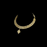 Timeless and radiant, this necklace and earring pair showcases the brilliance of all uncut diamonds. A perfect statement of elegance and tradition, ideal for weddings, celebrations, and heirloom collections.(KMNE3577)