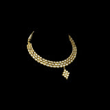 Timeless and radiant, this necklace and earring pair showcases the brilliance of all uncut diamonds. A perfect statement of elegance and tradition, ideal for weddings, celebrations, and heirloom collections.(KMNE3577)