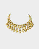 A timeless Partash work necklace with hand-set diamond polki, showcasing intricate craftsmanship and old-world elegance. Celebrating heritage artistry, this statement piece adds regal charm to weddings and festive occasions. (KMNE3644)