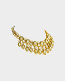 A timeless Partash work necklace with hand-set diamond polki, showcasing intricate craftsmanship and old-world elegance. Celebrating heritage artistry, this statement piece adds regal charm to weddings and festive occasions. (KMNE3644)